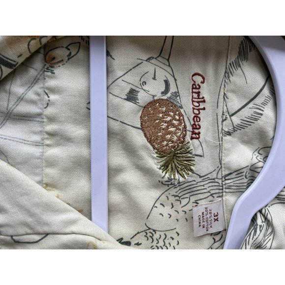 Caribbean Men's 3XL Short Sleeve Button Up Shirt Hawaiian Palm‎ 100% Rayon Trees - Picture 3 of 7